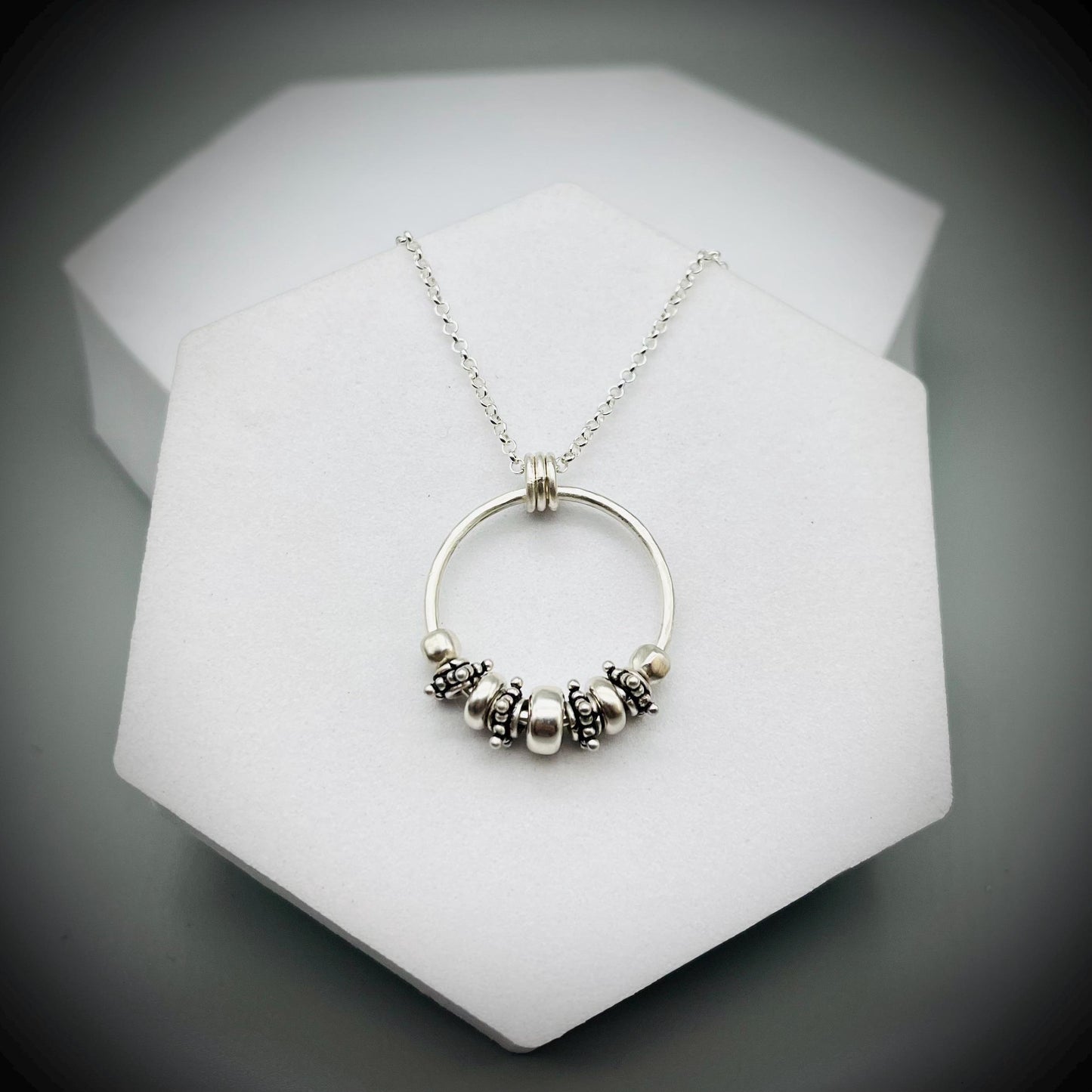 Fidget Spinner Necklace, Sterling Silver Fidget Spinner Pendant, Necklace for Anxiety, Calming Spinning Pendant, Anxiety Necklace
