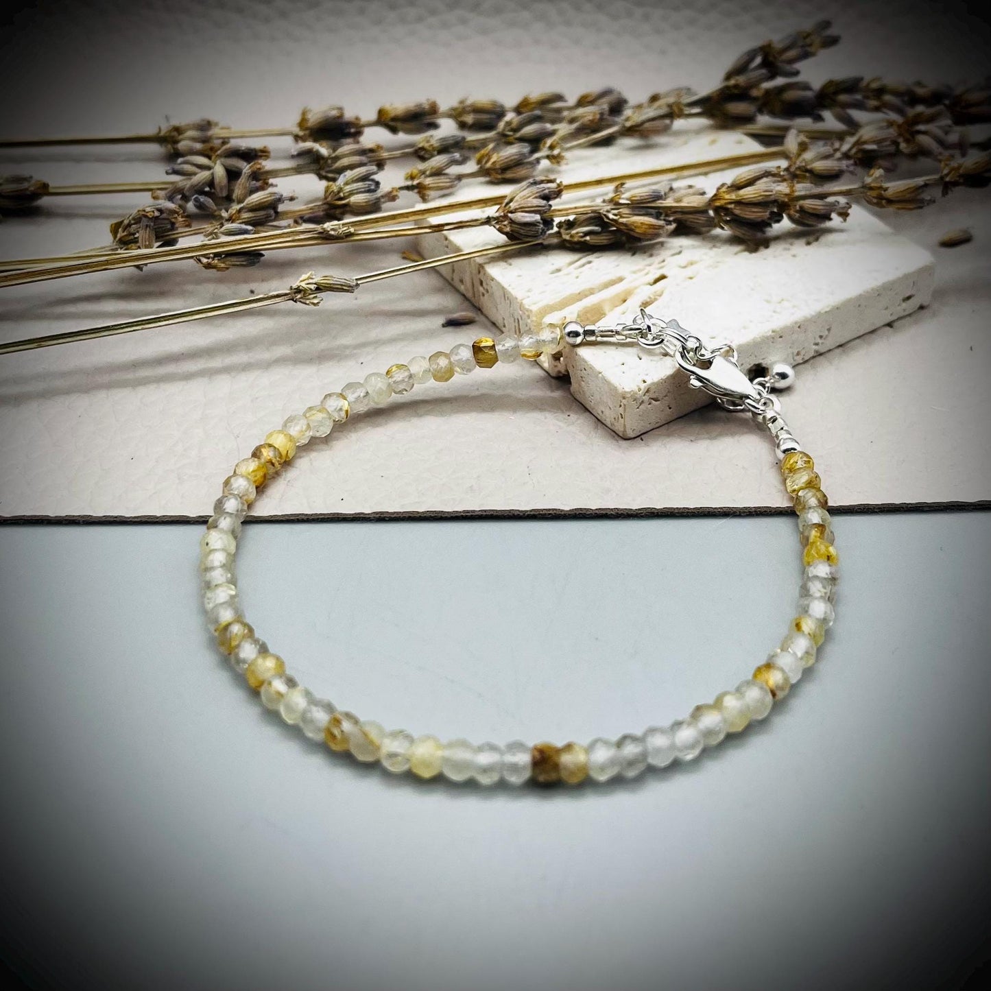 Golden Healer Quartz Crystal and Sterling Silver Bracelet, Golden Healer Quartz Bracelet, Quartz Bracelet