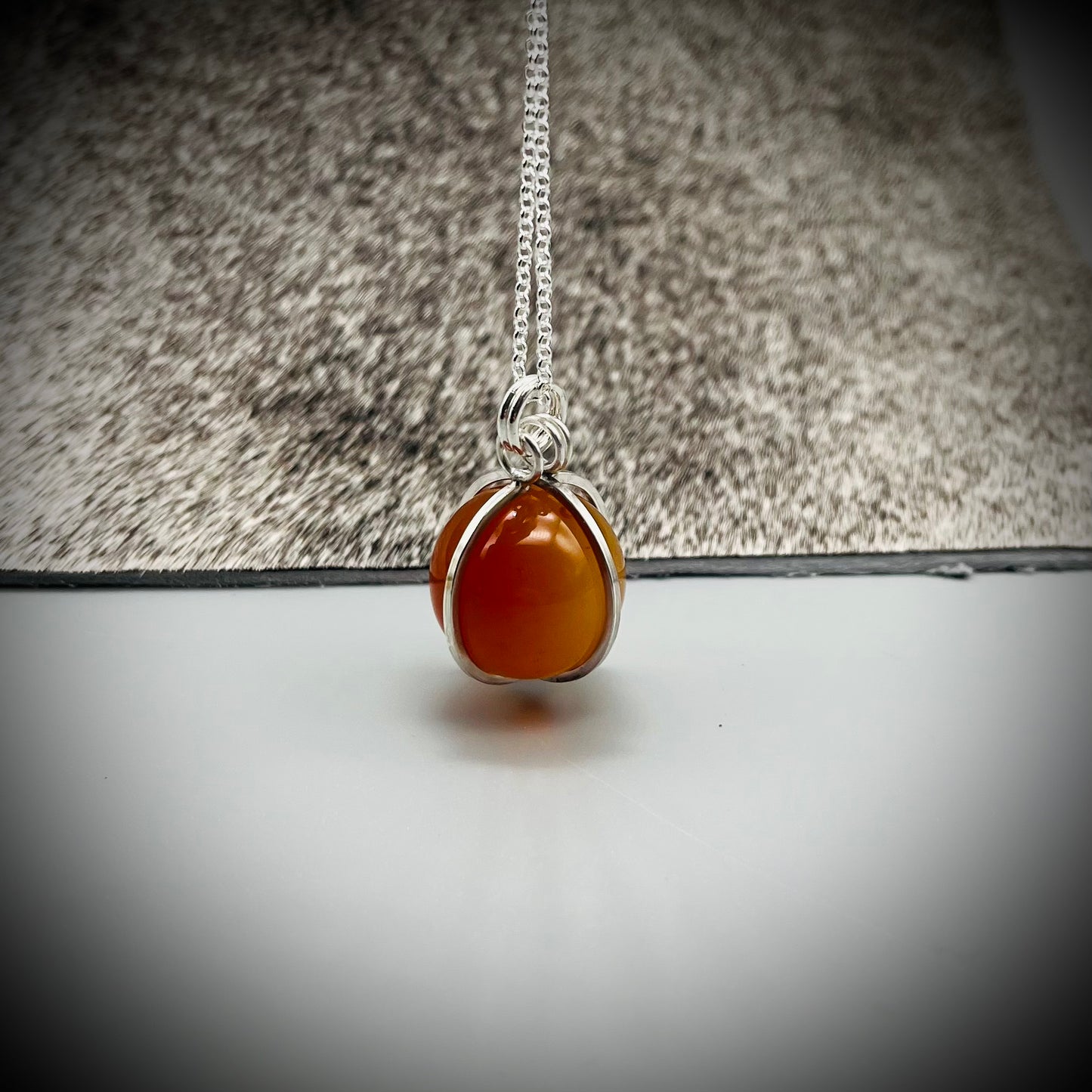Carnelian Crystal Ball Necklace, Carnelian and Sterling Silver Pendant, Carnelian Crystal Sphere Pendant, Caged Carnelian Crystal