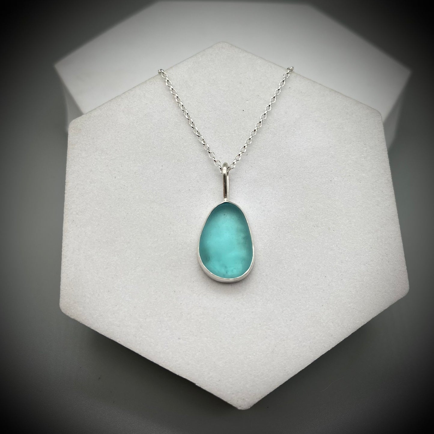 Blue Sea Glass Pendant, Sea Glass Necklace, Sea Glass and Sterling Silver Necklace, Pale Blue Sea Glass Necklace