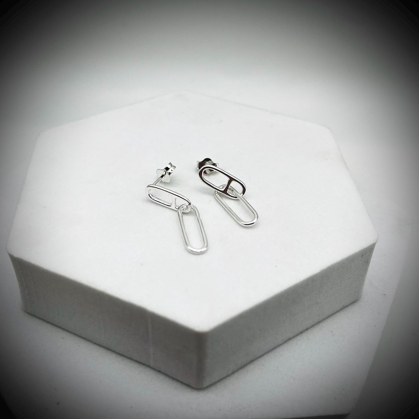 Paperclip Link Earstuds, Paperclip Earrings, Sterling Silver Paperclip Earrings, Large Link Silver Earrings
