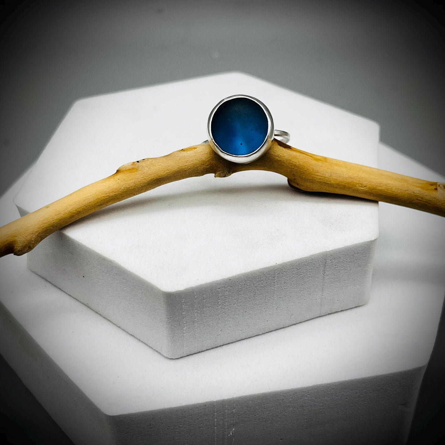 Sea Glass Ring, Light Blue Sea Glass Ring, Sterling Silver Sea Glass Ring, Blue Sea Glass Ring Size O 1/2