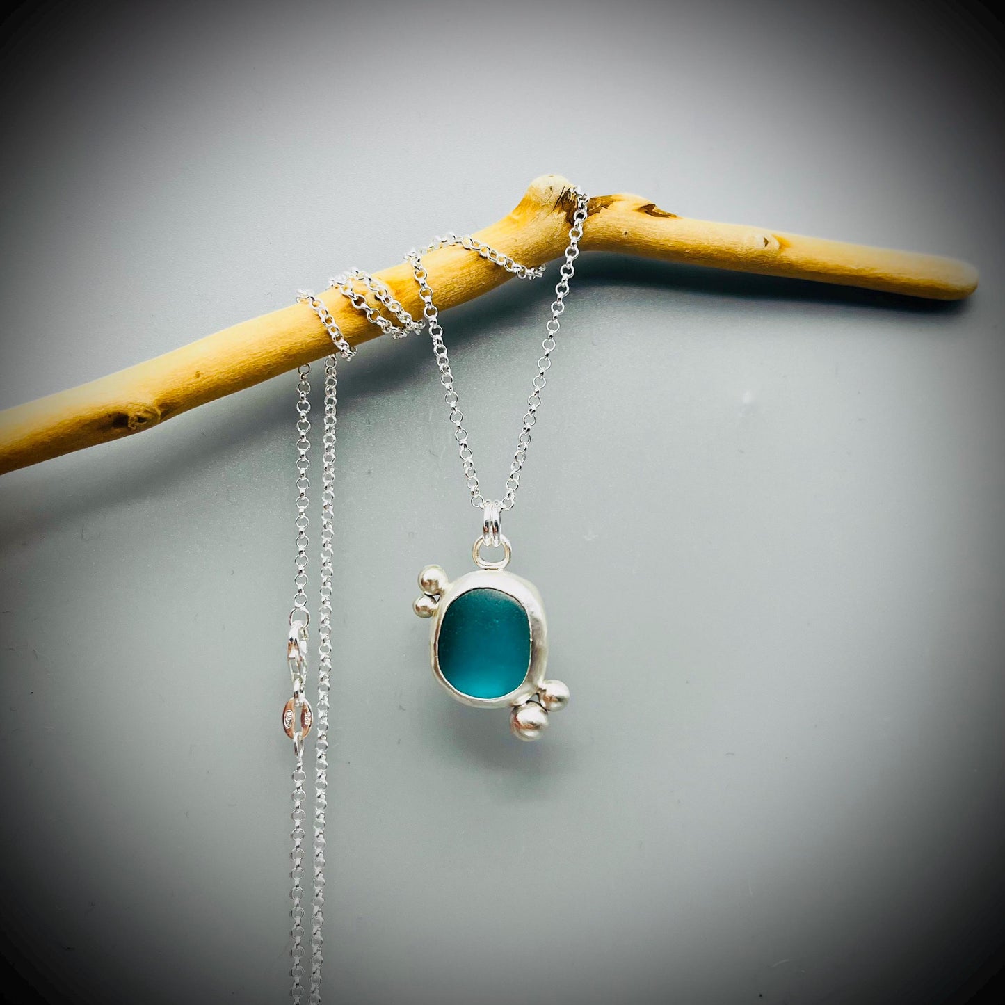 Turquoise Sea Glass Pendant, Sea Glass Necklace, Sea Glass and Sterling Silver Necklace, Blue Sea Glass Necklace