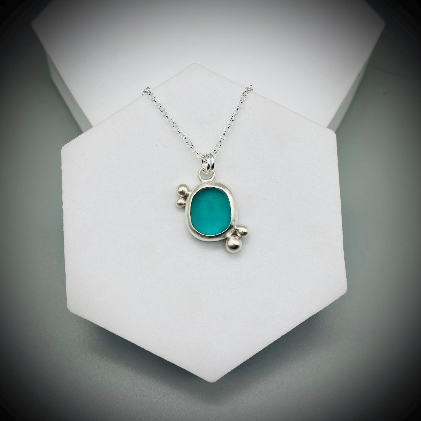 Turquoise Sea Glass Pendant, Sea Glass Necklace, Sea Glass and Sterling Silver Necklace, Blue Sea Glass Necklace