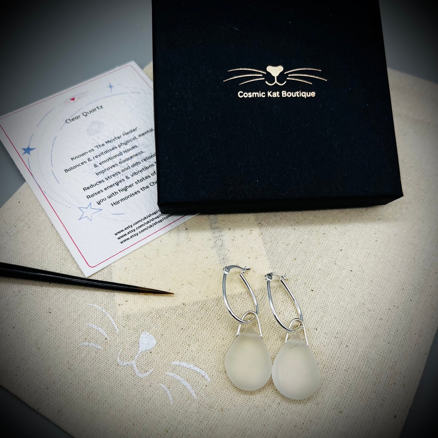 Clear Quartz Crystal Earrings, Clear Quartz Earrings, Clear Quartz Crystal Earrings, Clear Quartz Ear Hoops, Crown Chakra Crystal