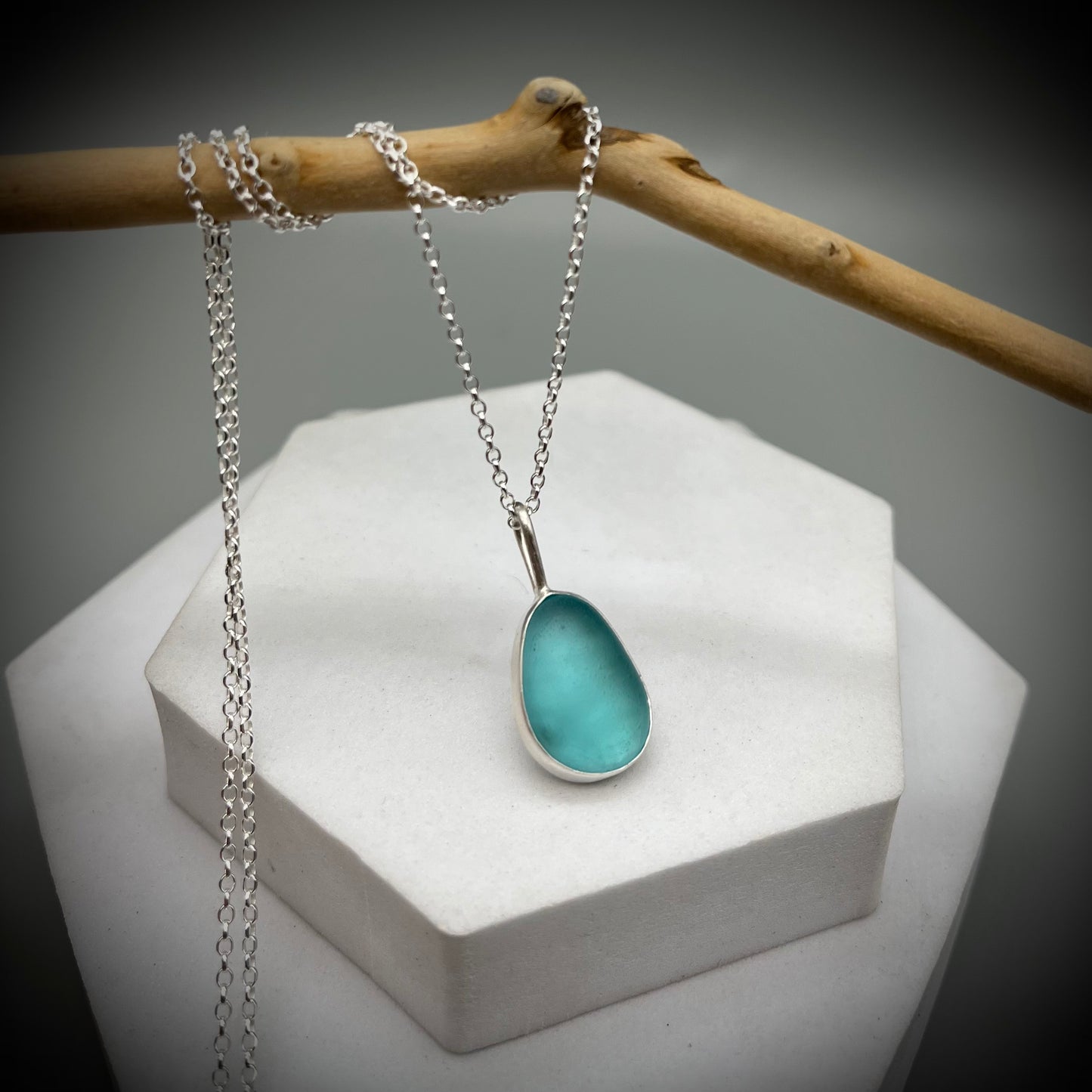 Blue Sea Glass Pendant, Sea Glass Necklace, Sea Glass and Sterling Silver Necklace, Pale Blue Sea Glass Necklace