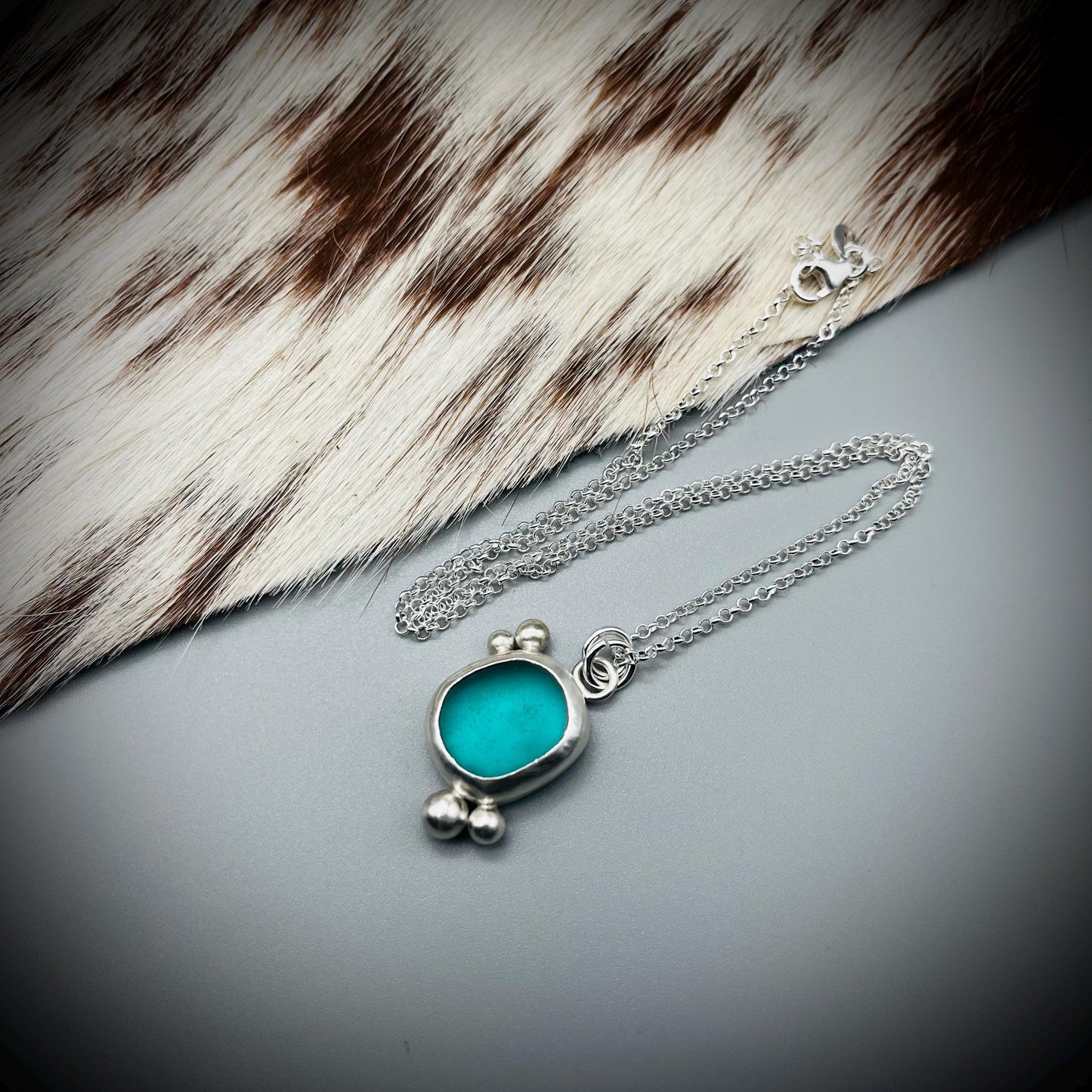 Turquoise Sea Glass Pendant, Sea Glass Necklace, Sea Glass and Sterling Silver Necklace, Blue Sea Glass Necklace