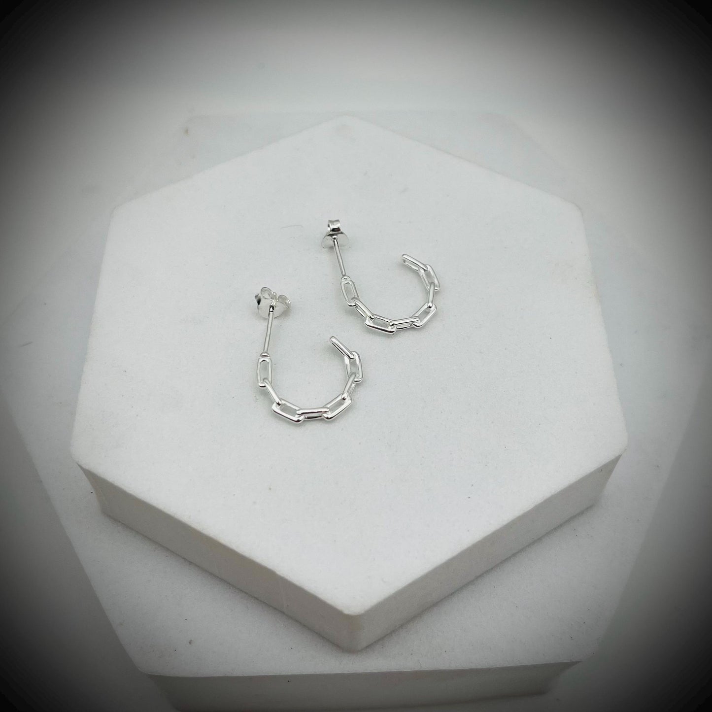 Sterling Silver Hoop Earrings, Paperclip Chain Hoop Earrings, Chain Hoop Earrings, Silver Circle Earrings