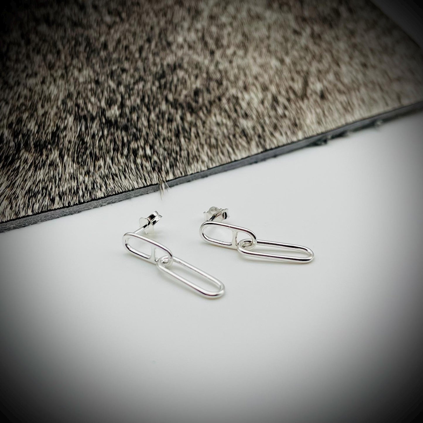 Paperclip Link Earstuds, Paperclip Earrings, Sterling Silver Paperclip Earrings, Large Link Silver Earrings