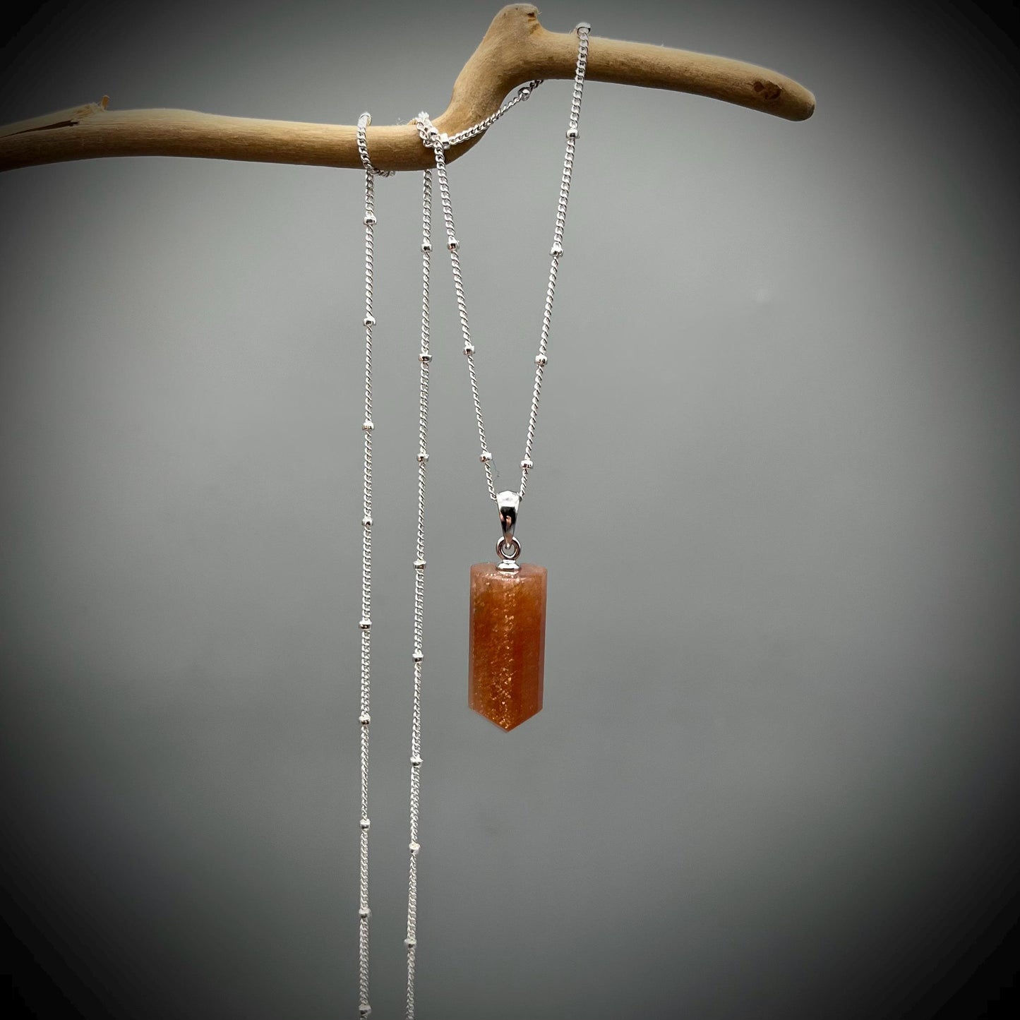 Sunstone Crystal Point Necklace, Sunstone Pendant, Sunstone and Sterling Silver Necklace, Sunstone Crystal Point, Goldsand Sunstone Cystal