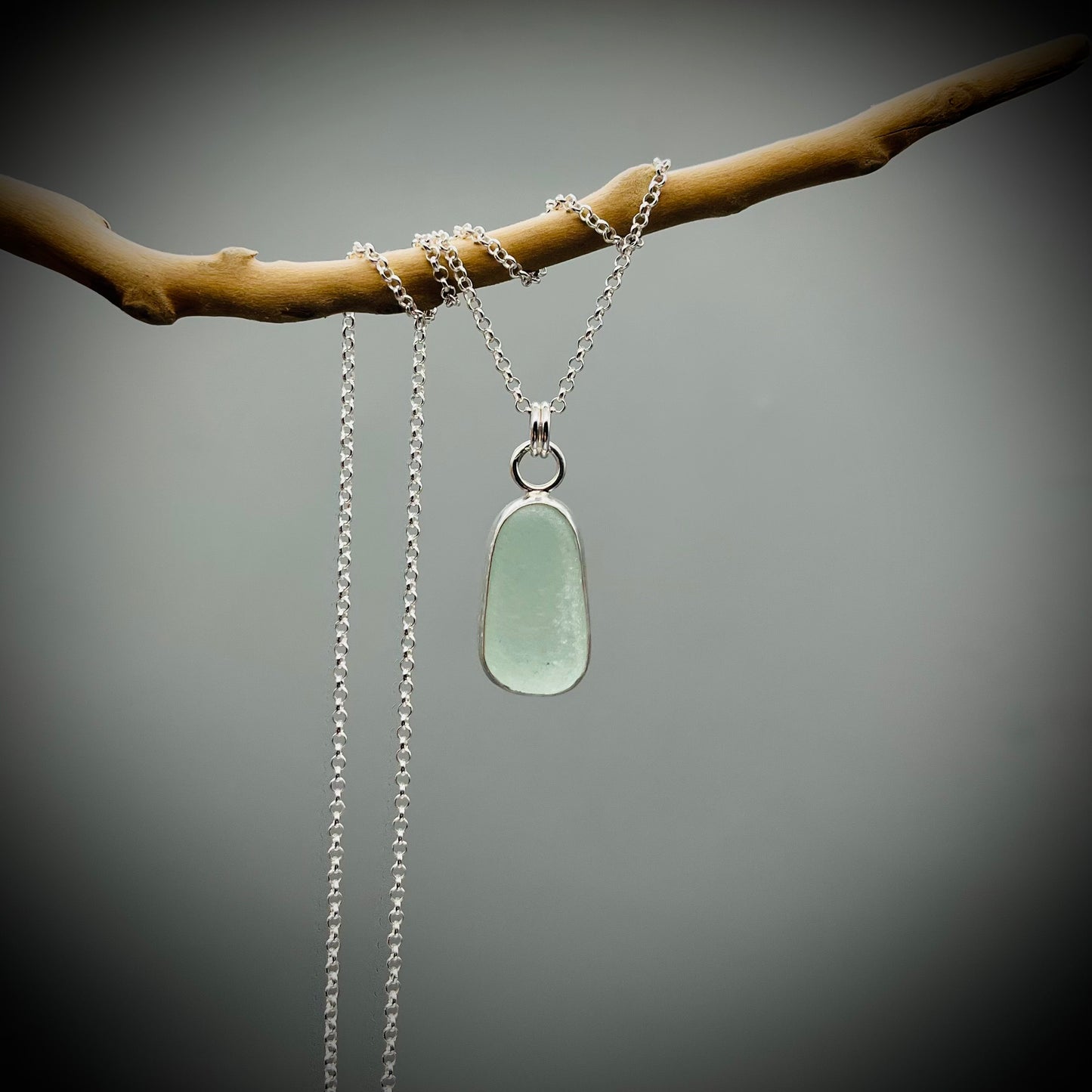 Seafoam Green Sea Glass Pendant, Sea Glass Necklace, Sea Glass and Sterling Silver Necklace, Green Sea Glass Necklace