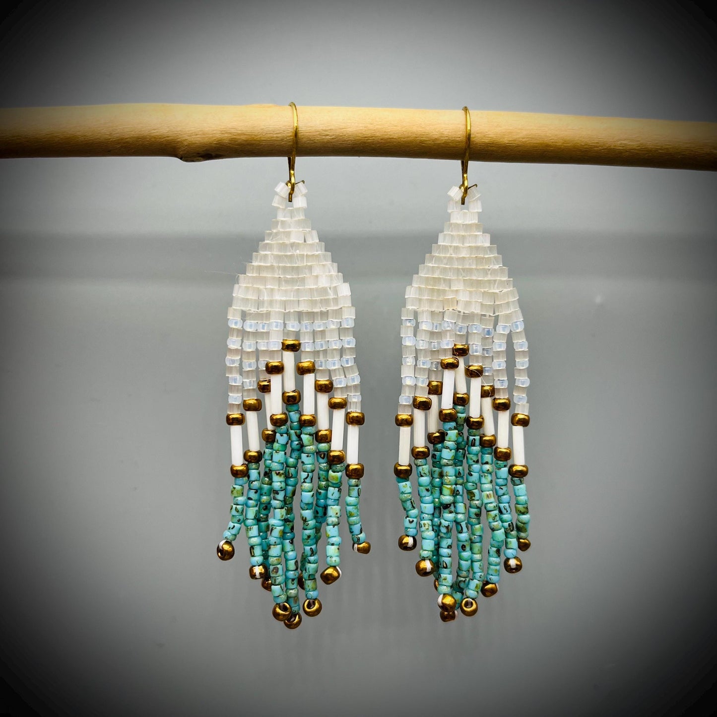Native American Style Earrings, Boho Beaded Earrings, Native Tassel Earrings, Beaded Folk Earrings, Tribal Earrings, Long Fringe Earrings