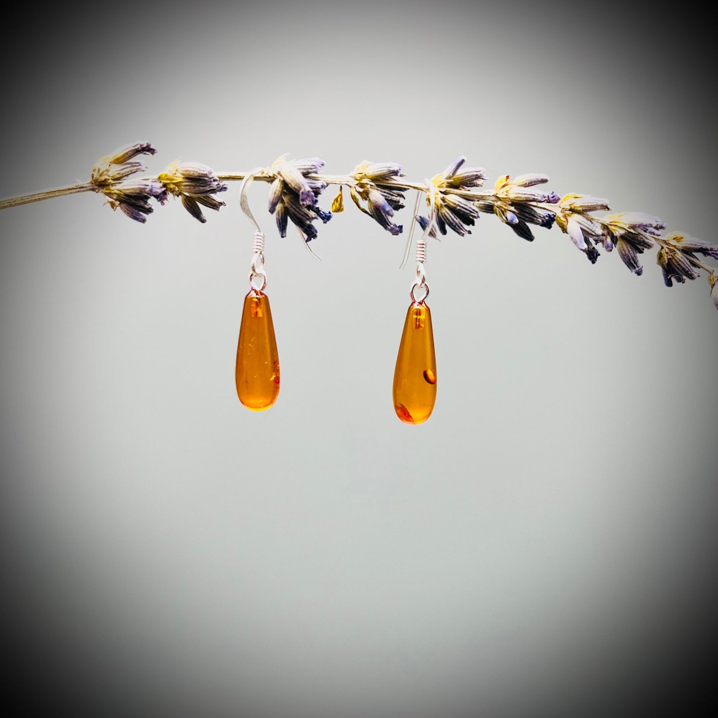 Amber and Sterling Silver Earrings, Amber Drop Earrings, Amber and Silver Dangle Earrings