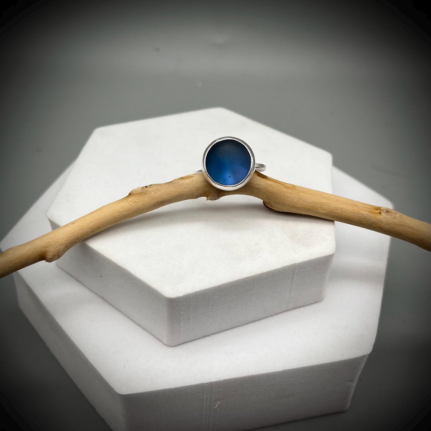 Sea Glass Ring, Light Blue Sea Glass Ring, Sterling Silver Sea Glass Ring, Blue Sea Glass Ring Size O 1/2