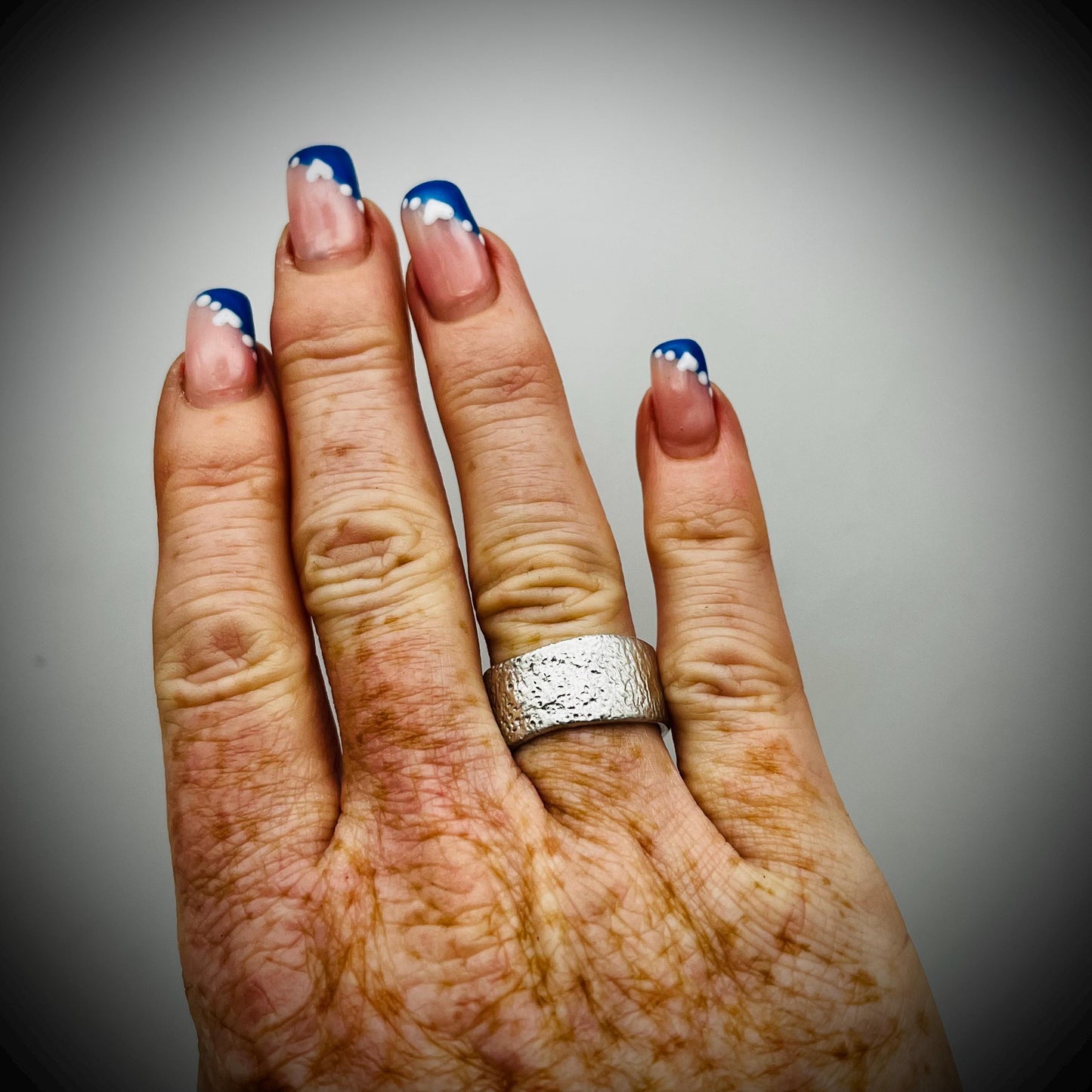 Sterling Silver Wide Ring Bang, Reticulated Silver Ring Band, Textured Silver Ring, Wide Silver Ring
