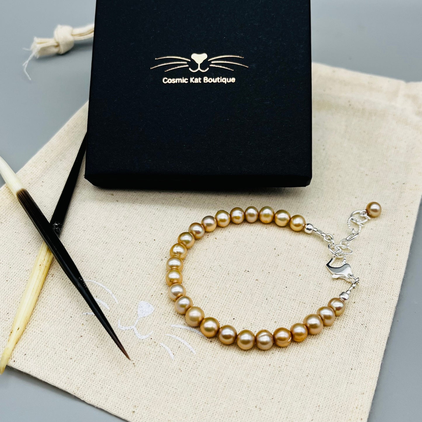Pearl Bracelet, Pearl and Sterling Silver Bracelet, Champagne Pearls, Pearl and Silver,