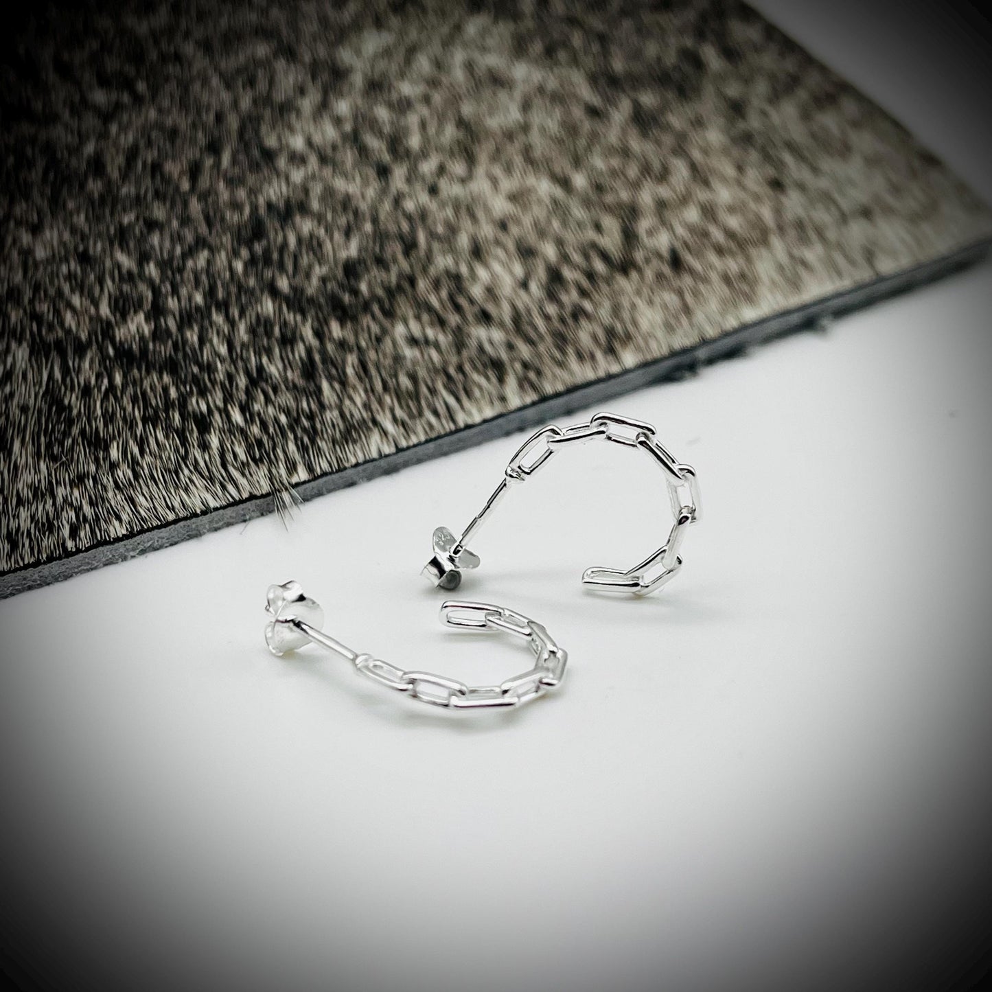 Sterling Silver Hoop Earrings, Paperclip Chain Hoop Earrings, Chain Hoop Earrings, Silver Circle Earrings