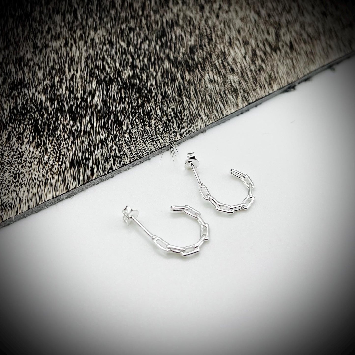 Sterling Silver Hoop Earrings, Paperclip Chain Hoop Earrings, Chain Hoop Earrings, Silver Circle Earrings