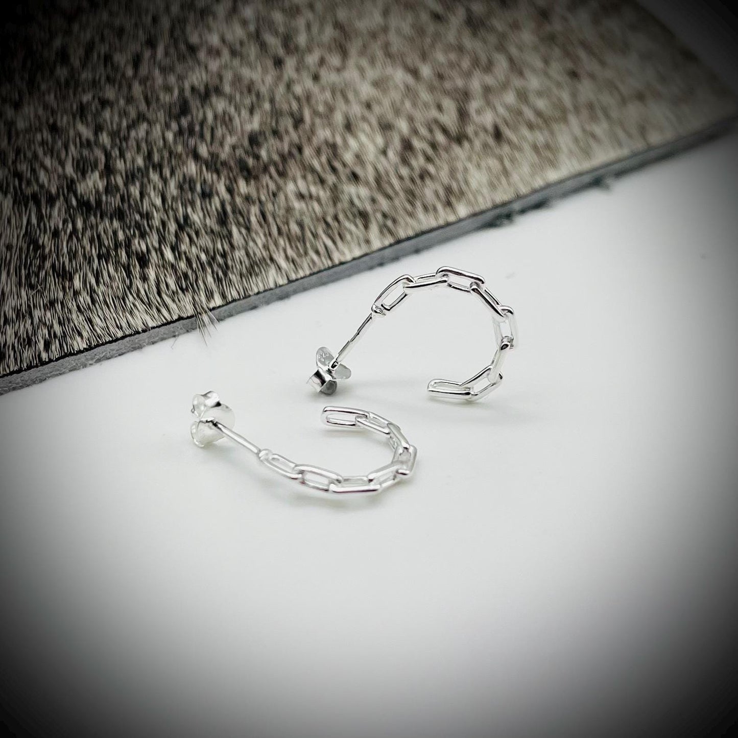 Sterling Silver Hoop Earrings, Paperclip Chain Hoop Earrings, Chain Hoop Earrings, Silver Circle Earrings