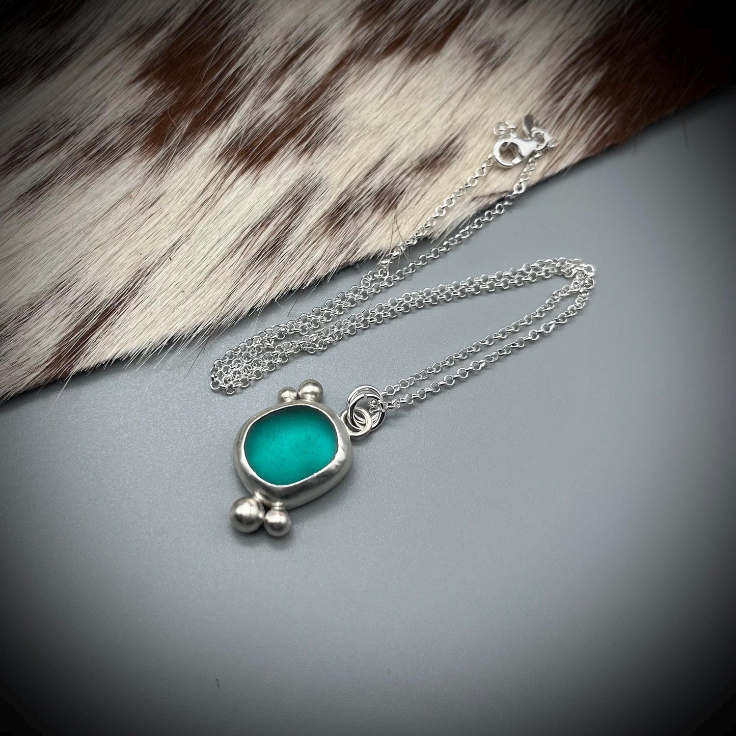 Turquoise Sea Glass Pendant, Sea Glass Necklace, Sea Glass and Sterling Silver Necklace, Blue Sea Glass Necklace