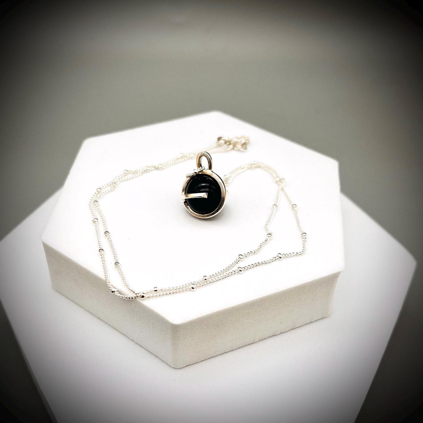 Black obsidian Crystal Necklace, Obsidian Crystal Ball Necklace, Caged Obsidian Crystal, Black Obsidian and Sterling Silver Necklace