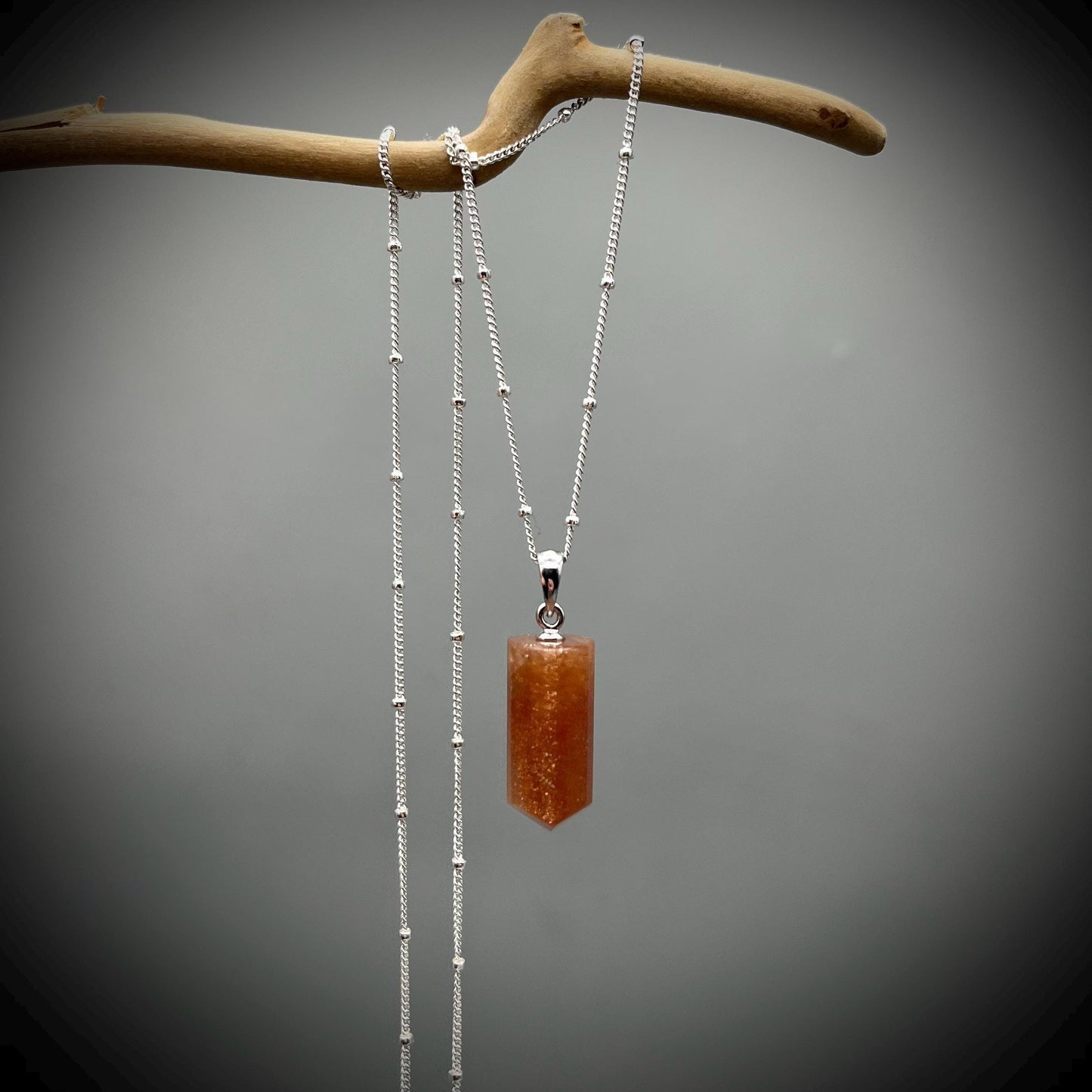 Sunstone Crystal Point Necklace, Sunstone Pendant, Sunstone and Sterling Silver Necklace, Sunstone Crystal Point, Goldsand Sunstone Cystal