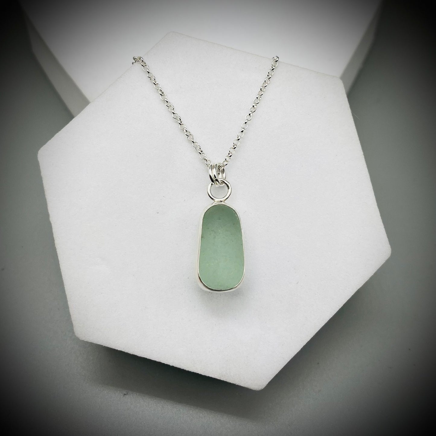 Seafoam Green Sea Glass Pendant, Sea Glass Necklace, Sea Glass and Sterling Silver Necklace, Green Sea Glass Necklace