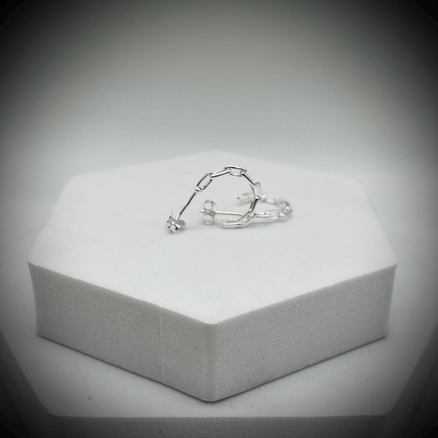 Sterling Silver Hoop Earrings, Paperclip Chain Hoop Earrings, Chain Hoop Earrings, Silver Circle Earrings