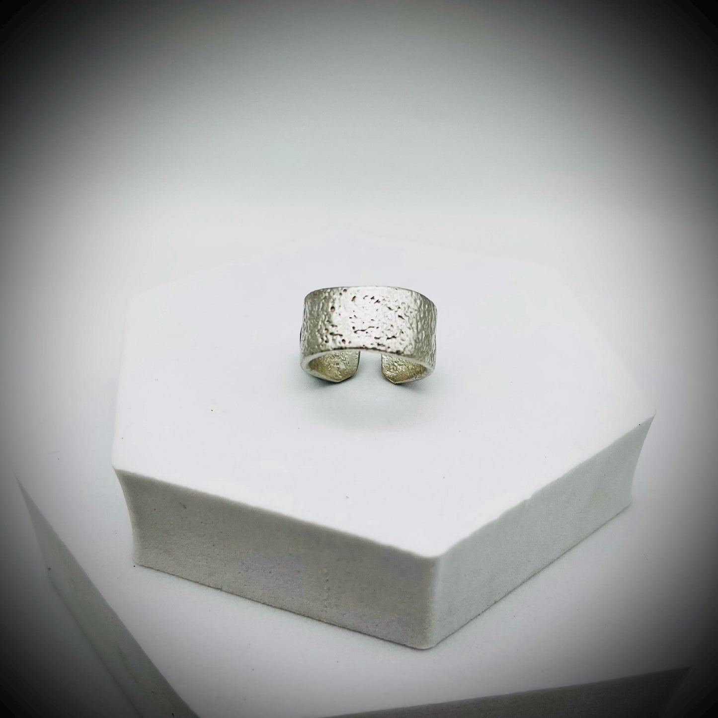 Sterling Silver Wide Ring Bang, Reticulated Silver Ring Band, Textured Silver Ring, Wide Silver Ring