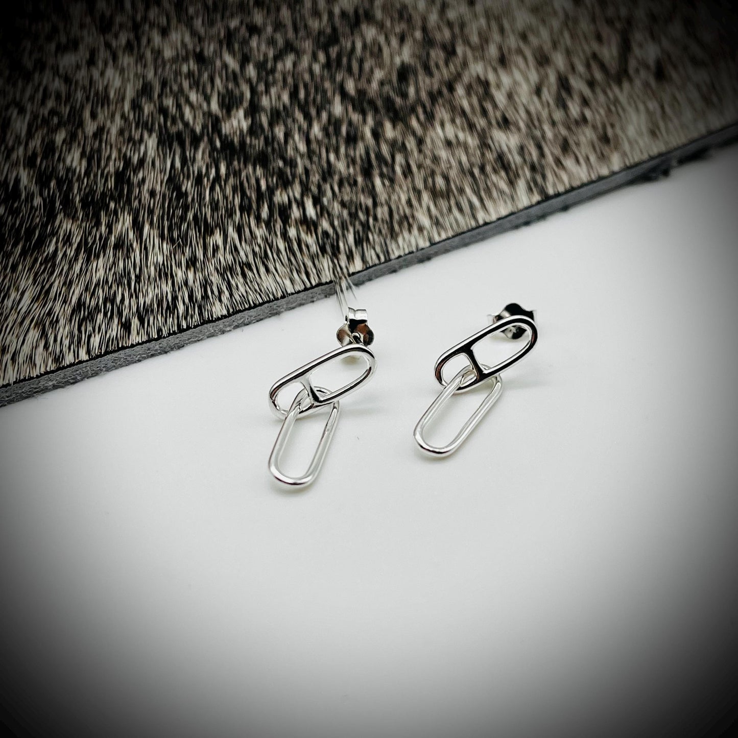 Paperclip Link Earstuds, Paperclip Earrings, Sterling Silver Paperclip Earrings, Large Link Silver Earrings