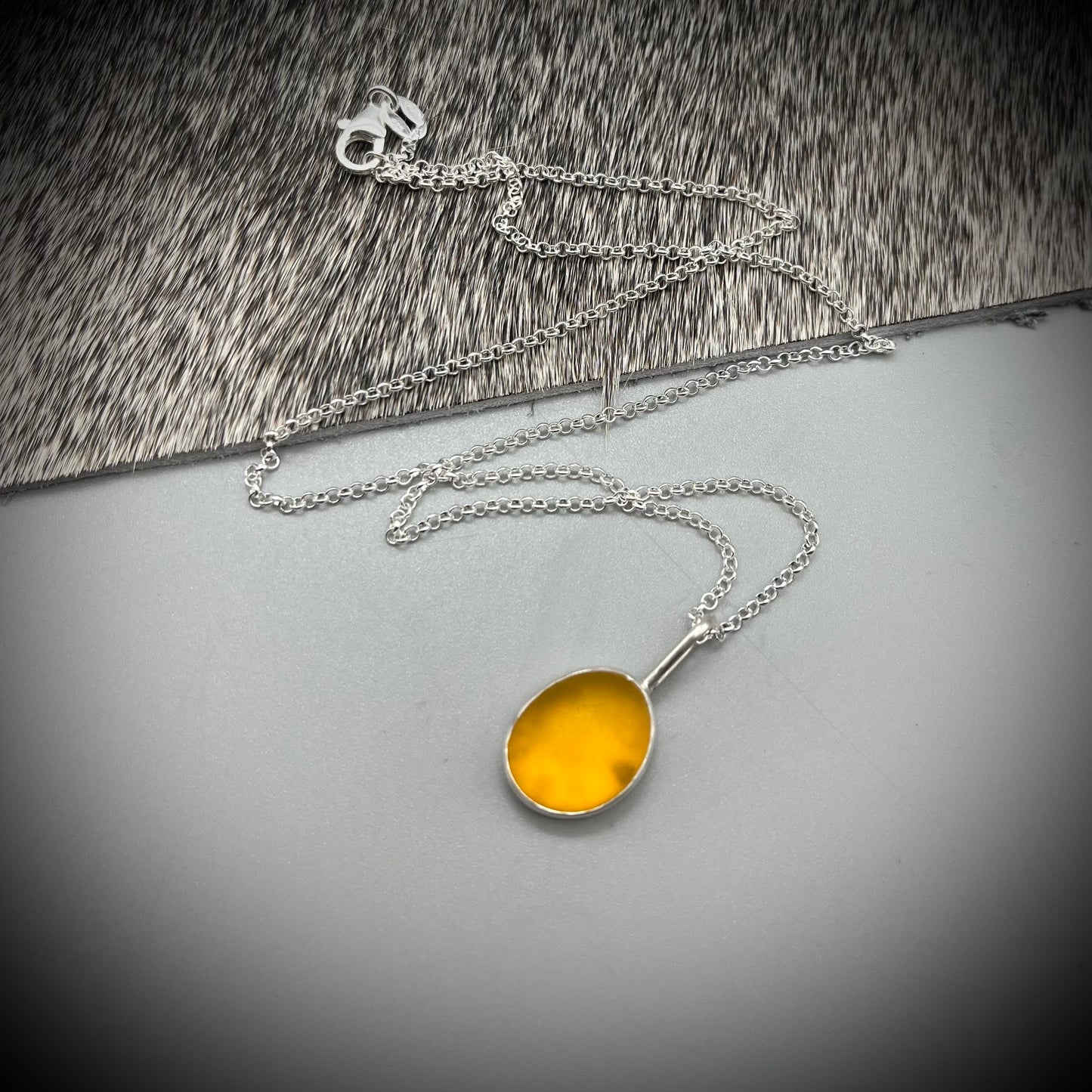 Yellow Sea Glass Pendant, Sea Glass Necklace, Sea Glass and Sterling Silver Necklace, Yellow Sea Glass Necklace