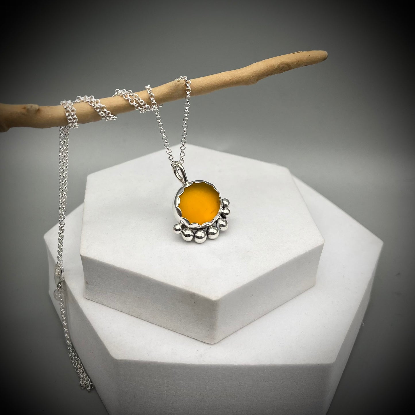 Yellow Sea Glass Pendant, Sea Glass Necklace, Sea Glass and Sterling Silver Necklace, Yellow Sea Glass Necklace, Sunshine Pendant