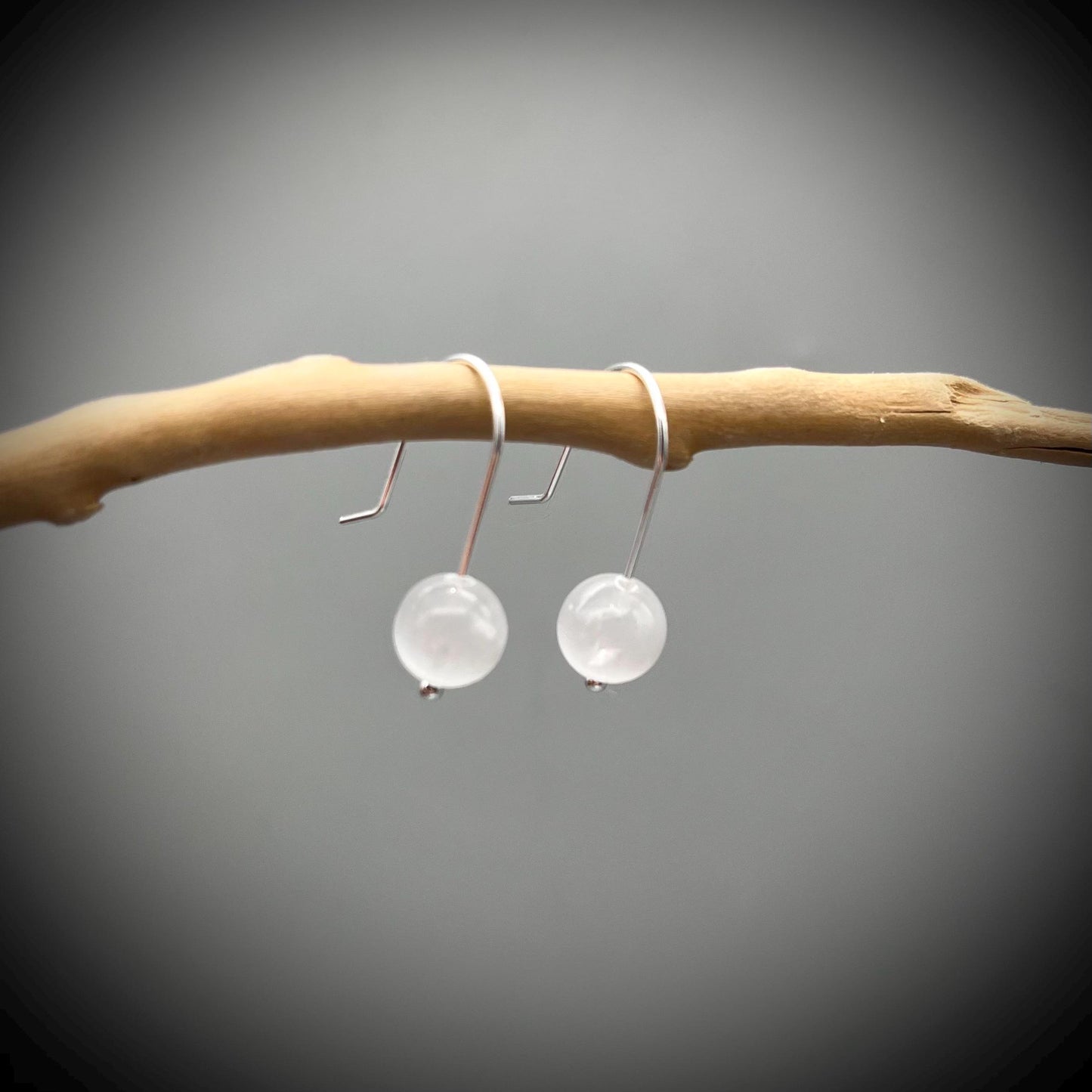 Selenite Crystal and Sterling Silver Earrings, Selenite Drop Earrings, Handcrafted Selenite and Silver Earrings