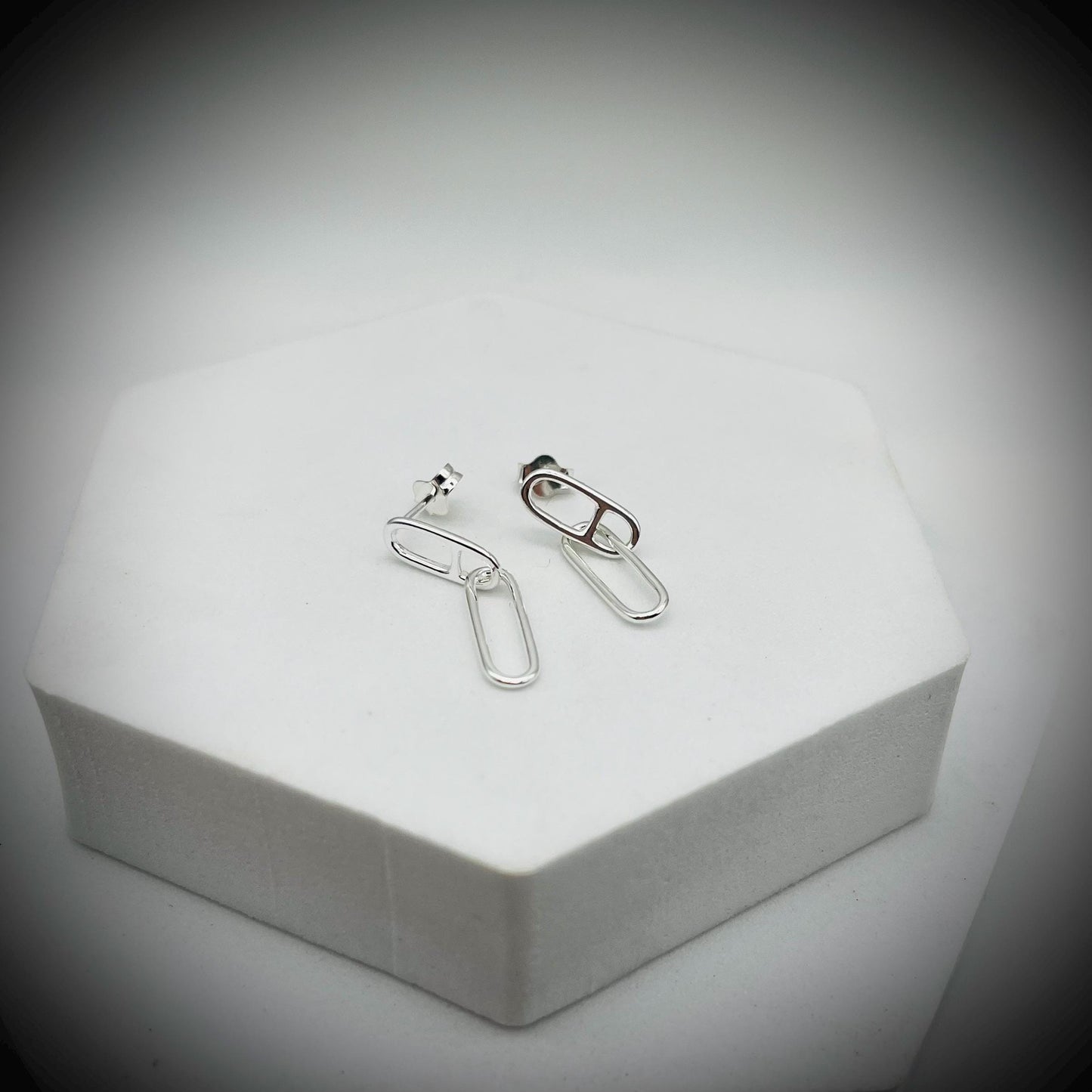 Paperclip Link Earstuds, Paperclip Earrings, Sterling Silver Paperclip Earrings, Large Link Silver Earrings