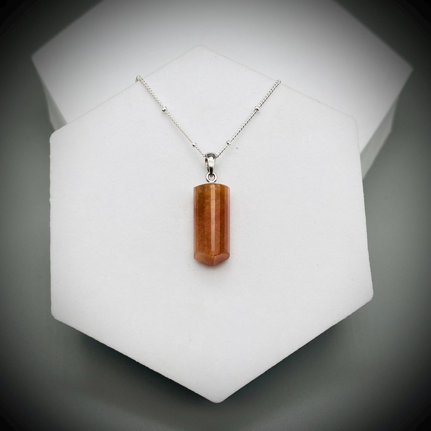 Sunstone Crystal Point Necklace, Sunstone Pendant, Sunstone and Sterling Silver Necklace, Sunstone Crystal Point, Goldsand Sunstone Cystal