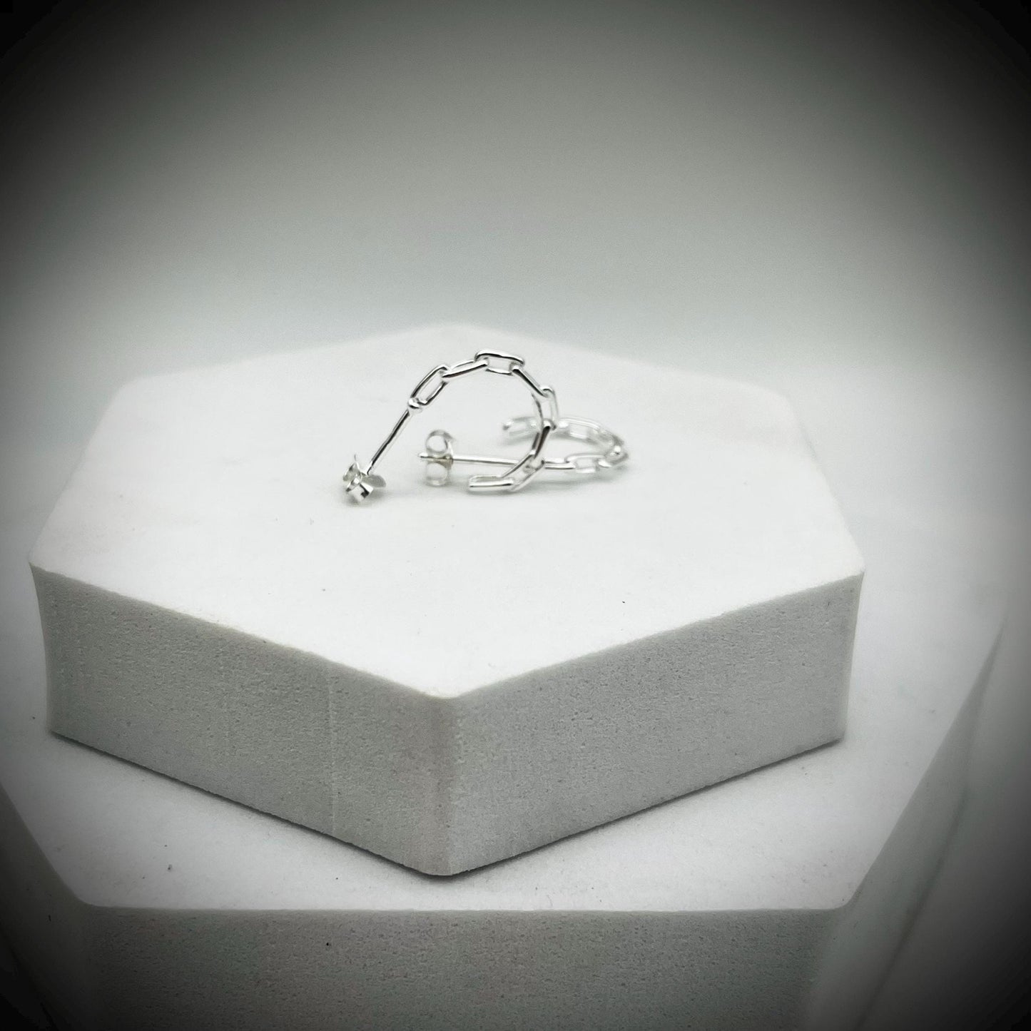 Sterling Silver Hoop Earrings, Paperclip Chain Hoop Earrings, Chain Hoop Earrings, Silver Circle Earrings