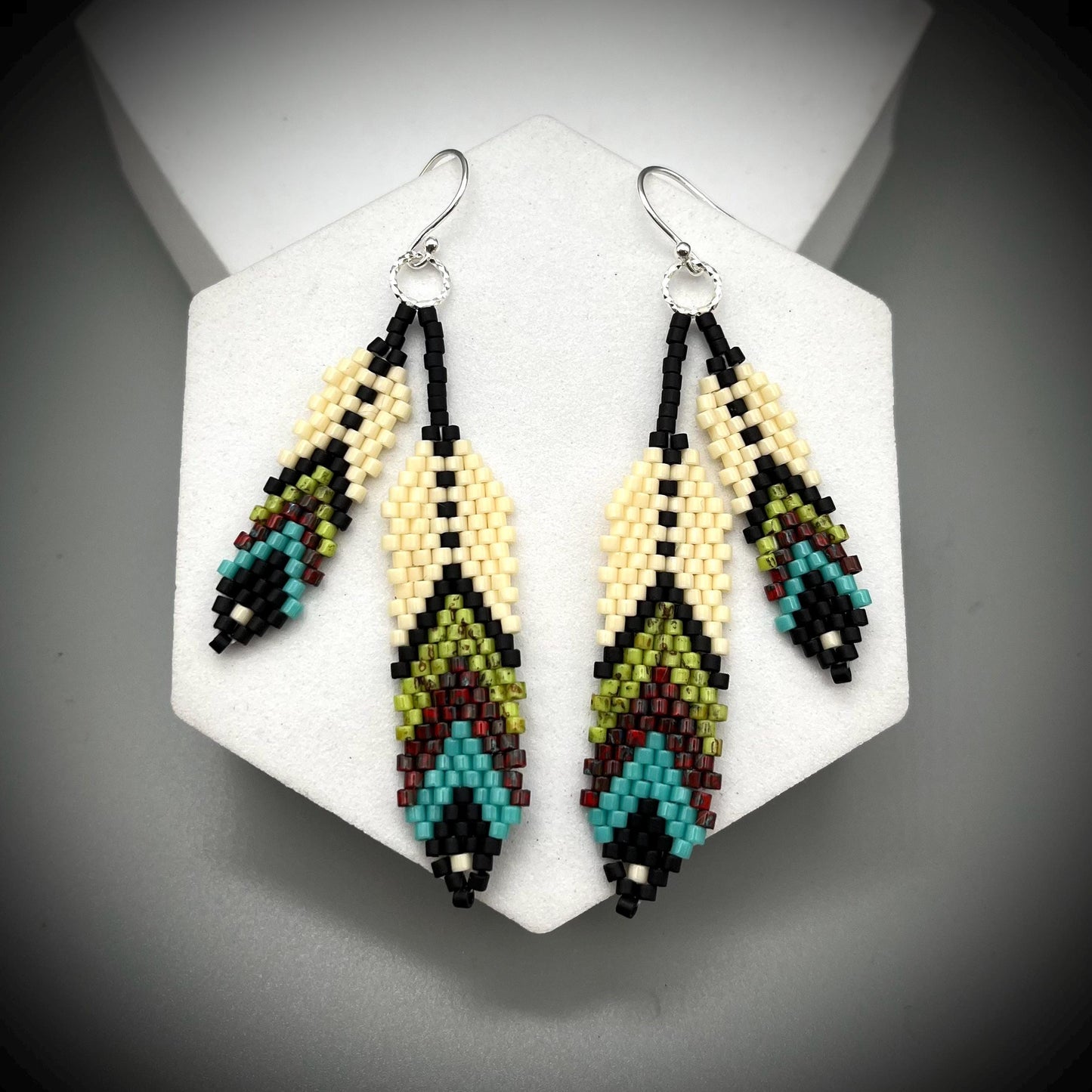 Native American Style Feather Earrings, Boho Beaded Earrings, Native Tassel Earrings, Beaded Feather Earrings