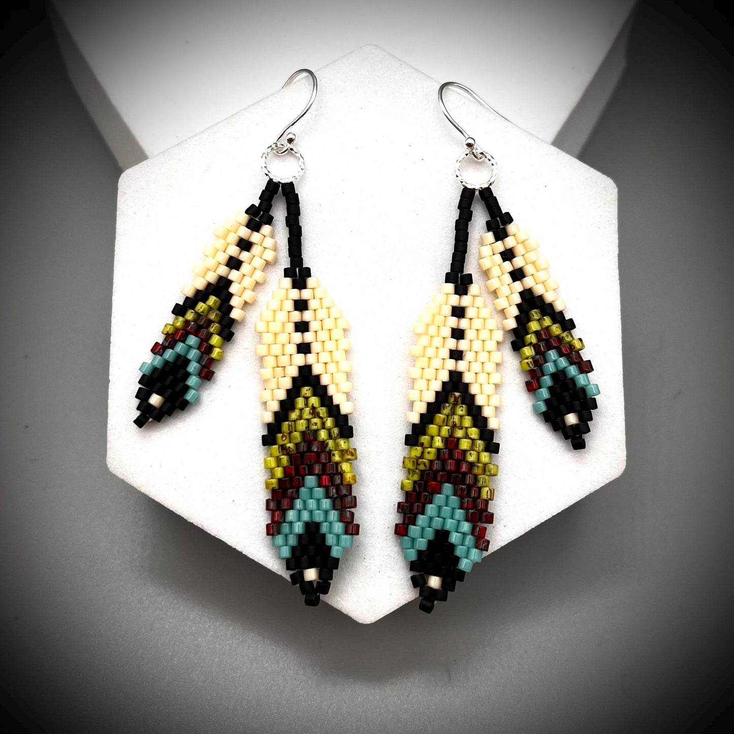 Native American Style Feather Earrings, Boho Beaded Earrings, Native Tassel Earrings, Beaded Feather Earrings