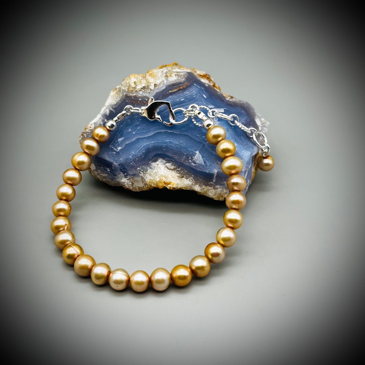 Pearl Bracelet, Pearl and Sterling Silver Bracelet, Champagne Pearls, Pearl and Silver,