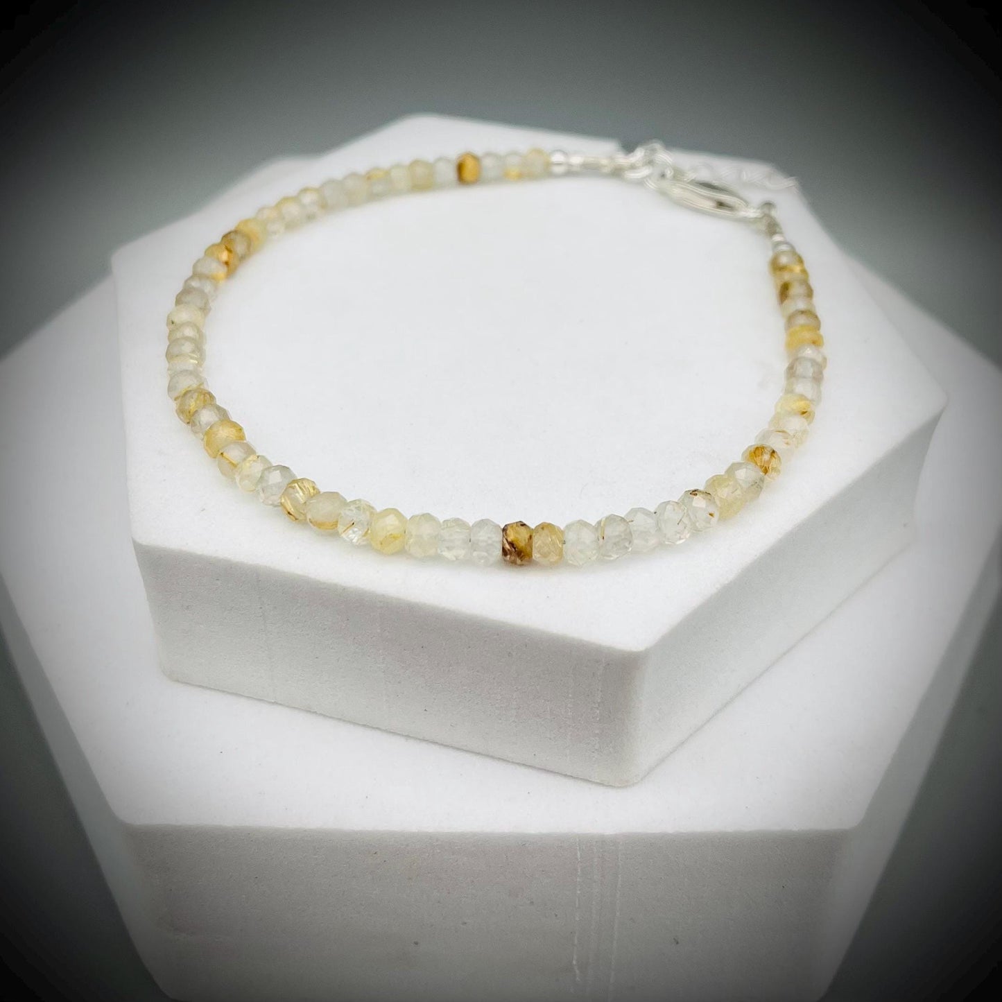 Golden Healer Quartz Crystal and Sterling Silver Bracelet, Golden Healer Quartz Bracelet, Quartz Bracelet
