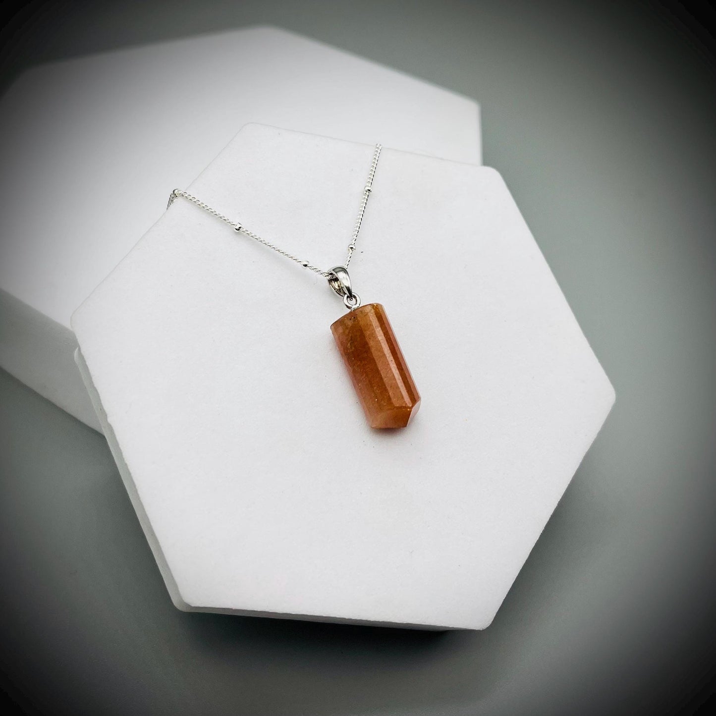 Sunstone Crystal Point Necklace, Sunstone Pendant, Sunstone and Sterling Silver Necklace, Sunstone Crystal Point, Goldsand Sunstone Cystal