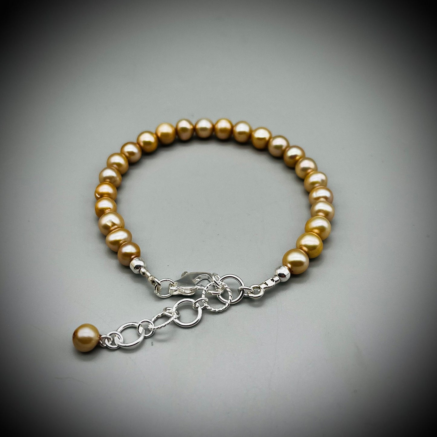 Pearl Bracelet, Pearl and Sterling Silver Bracelet, Champagne Pearls, Pearl and Silver,