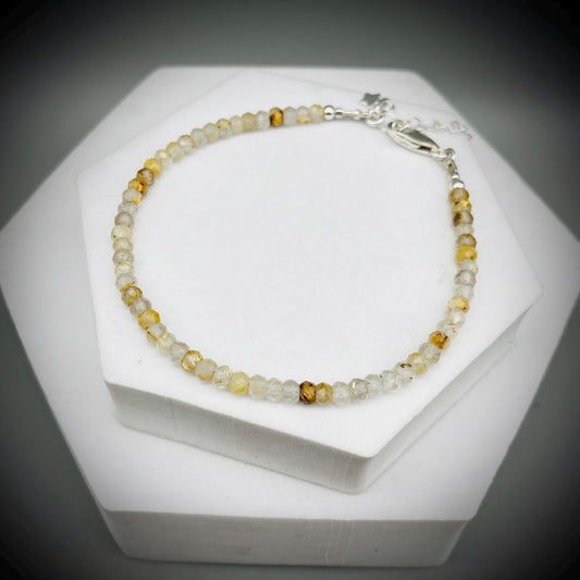 Golden Healer Quartz Crystal and Sterling Silver Bracelet, Golden Healer Quartz Bracelet, Quartz Bracelet