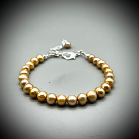 Pearl Bracelet, Pearl and Sterling Silver Bracelet, Champagne Pearls, Pearl and Silver,