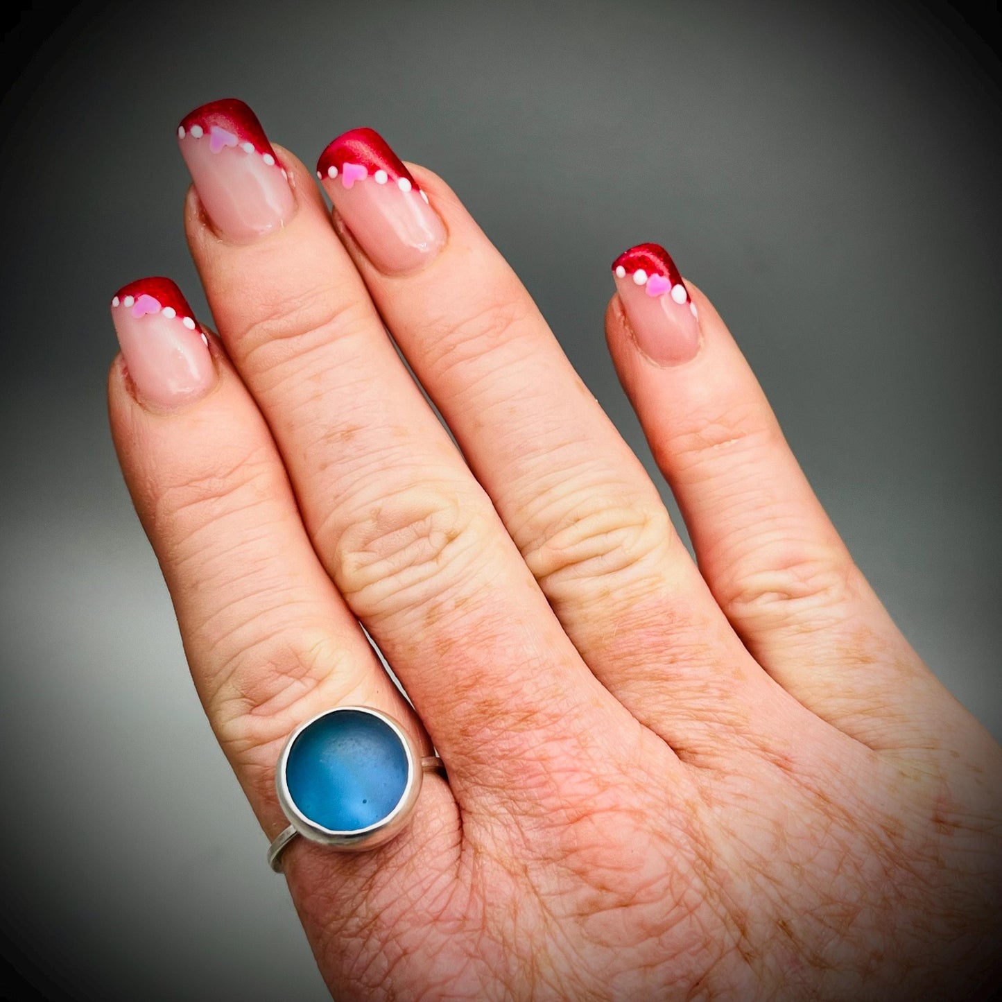 Sea Glass Ring, Light Blue Sea Glass Ring, Sterling Silver Sea Glass Ring, Blue Sea Glass Ring Size O 1/2