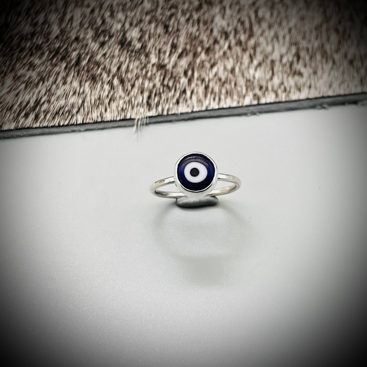 Sterling Silver Evil Eye Ring, Glass Evil Eye Ring, Glass and Sterling Silver Evil Eye Ring, Blue Evil Eye Ring