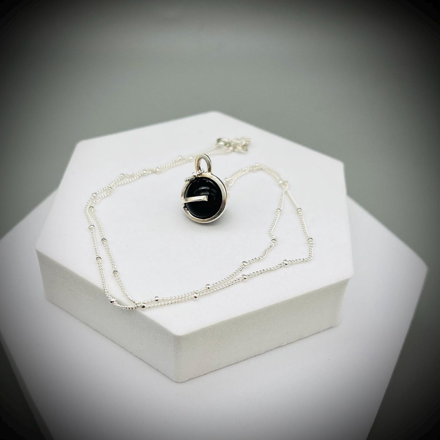 Black Obsidian Crystal Ball Necklace, Obsidian and Sterling Silver Necklace, Obsidian Pendant, Caged Obsidian Crystal