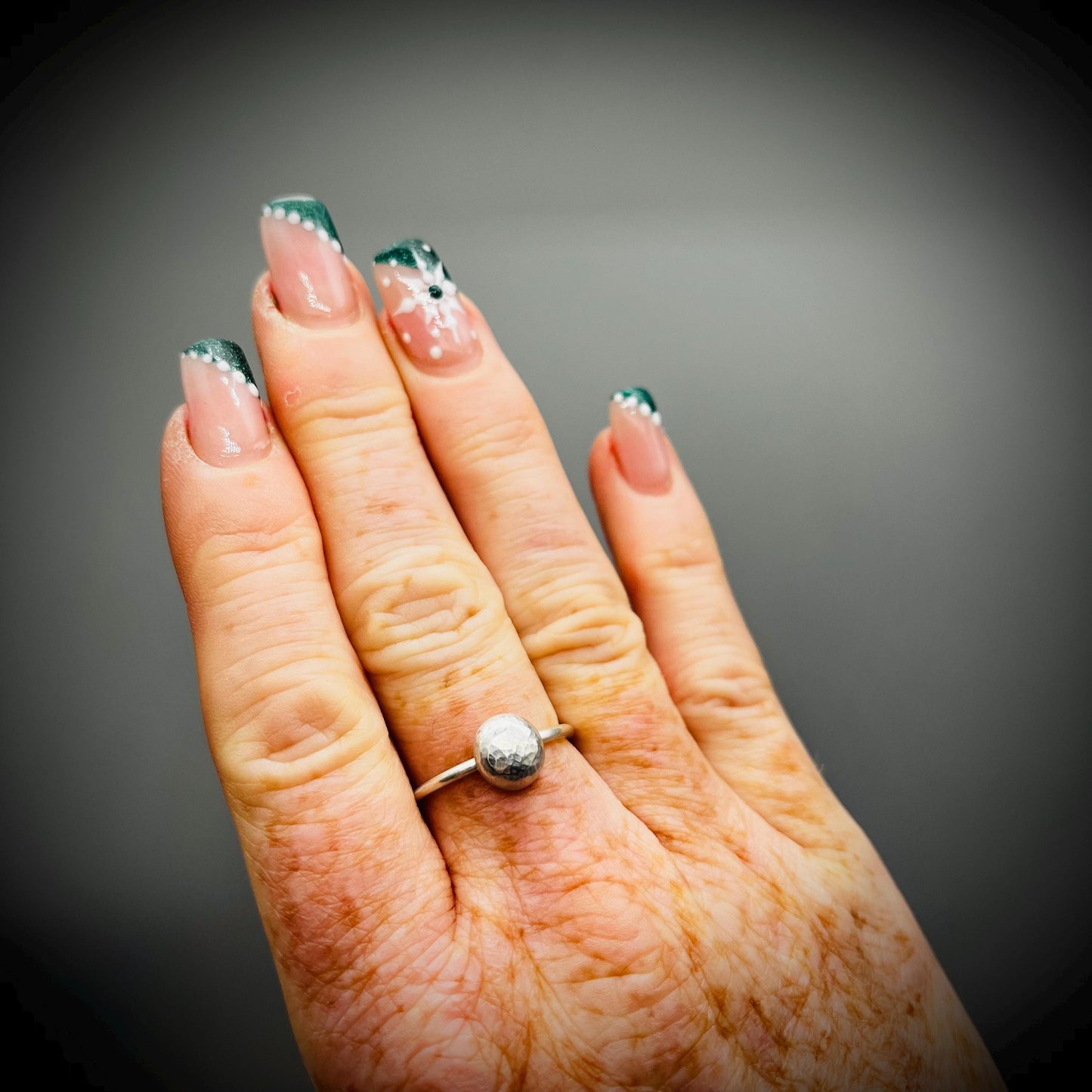 Recycled Silver Ring, Silver Pebble Ring, Molten Silver Ring, Eco Silver Ring, Silver Dot Ring, Hammered Silver Ring