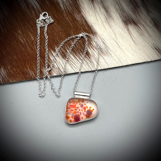 Spotty Sea Glass Pendant, Spotty Glass Necklace, Sea Glass and Sterling Silver Necklace, Sea Glass Necklace