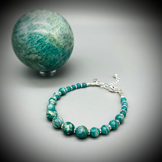 Amazonite Crystal and Sterling Silver Bracelet, Amazonite Bracelet, Amazonite Crystal, Amazonite Bracelet, Amazonite and Silver Bracelet